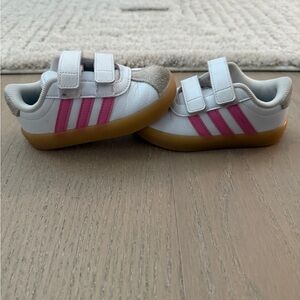 Adidas Kids' White and Pink Sneakers with Tan Soles